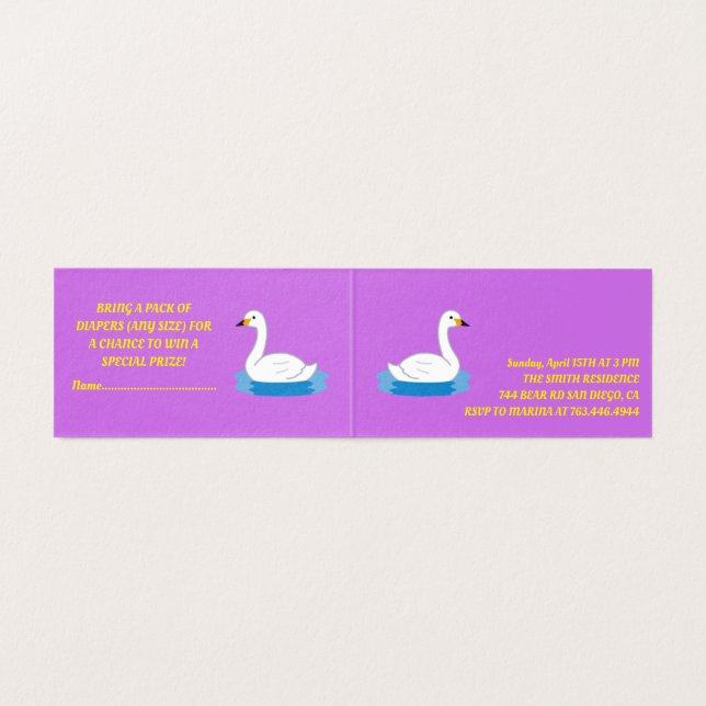 Cute Swan Theme Girl Baby Shower (Inside Unfolded)