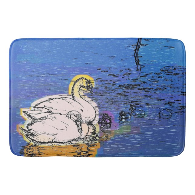 CUTE SWANS BATH MAT (Front)