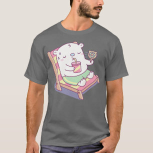 Cute Sweating Baby Polar Bear on Beach Chair T-Shirt