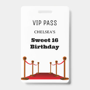 Cute Sweet 16 Bus Venue Access Invitation VIP  ID Badge