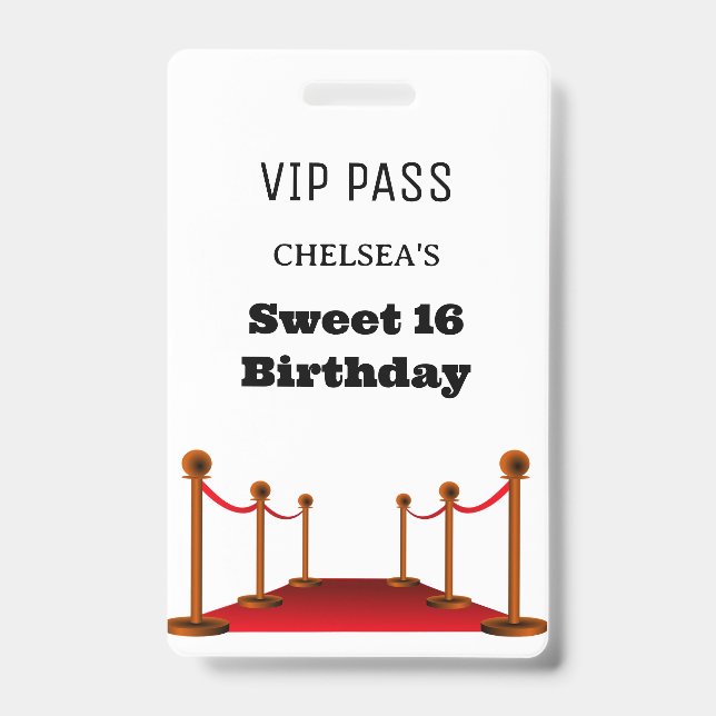 Cute Sweet 16 Bus Venue Access Invitation VIP  ID Badge (Front)