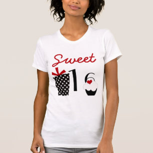 Cute Sweet 16 Cupcake and Polkadot Present T-Shirt
