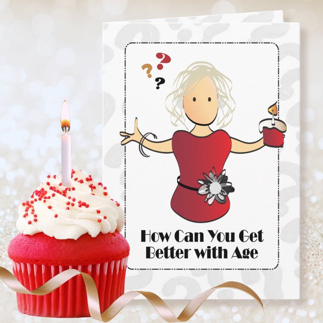 Cute Sweet 80th Birthday Female Cartoon Humourous Card (Creator Uploaded)