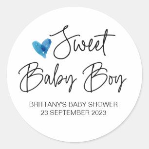 Cute Sweet Baby Boy Baby Shower Favour Thank You Classic Round Sticker