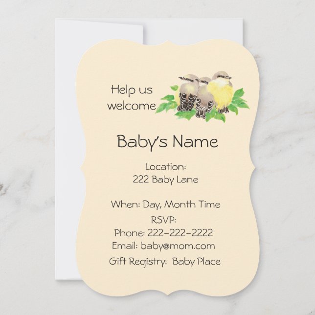 Cute Sweet Bird Family Baby Shower Invitation (Back)