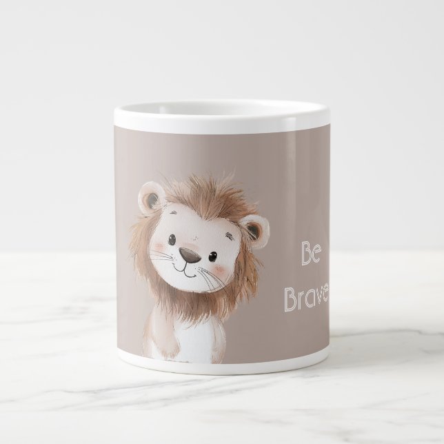 Cute Sweet Brown Lion Large Coffee Mug (Front)