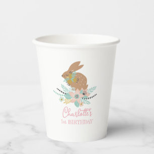 Cute Sweet Bunny Rabbit Animal 1st Birthday Party  Paper Cups