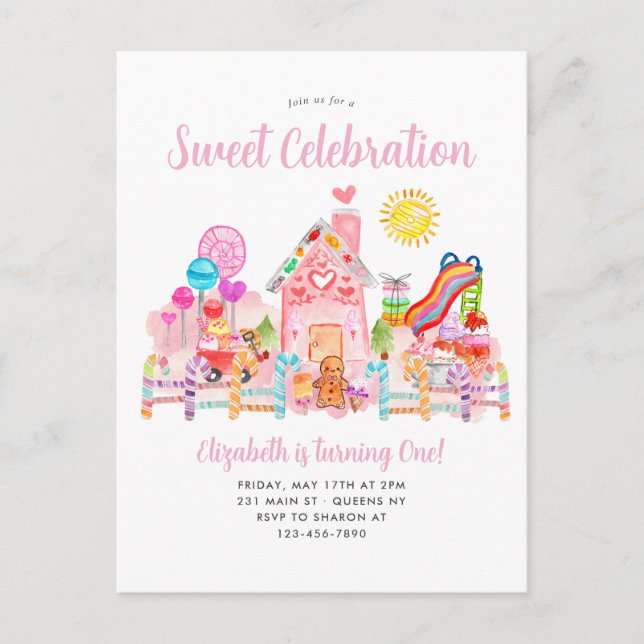Cute Sweet Celebration Candyland Kids Birthday Postcard (Front)