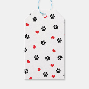 Cute sweet clear black paw red heart pattern gift tags