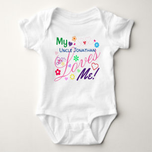 Cute Sweet Colorful Girly My Uncle Loves Me Baby Bodysuit
