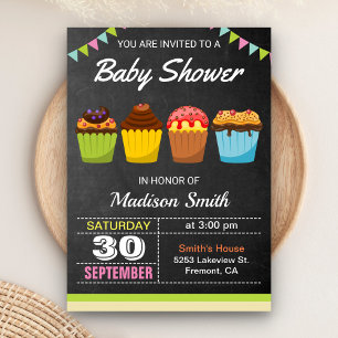 Cute Sweet Cupcake Baby Shower Invitation