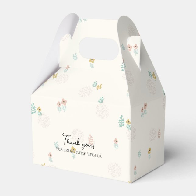 Cute Sweet Floral Garden Cartoon Birthday Party  Favour Box (Back Side)