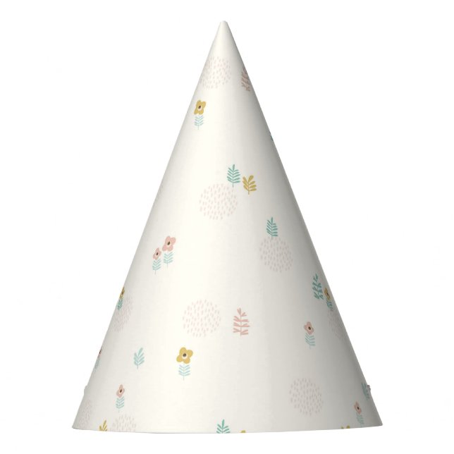 Cute Sweet Floral Garden Cartoon Birthday Party Hat (Front)