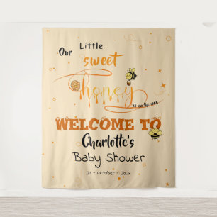 Cute Sweet Honey and Kawaii Eyeball Text Backdrop Tapestry