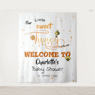 Cute Sweet Honey and Kawaii Eyeball Text Backdrop Tapestry
