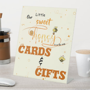 Cute Sweet Honey & Kawaii Eyeball Text Card & Gift Pedestal Sign