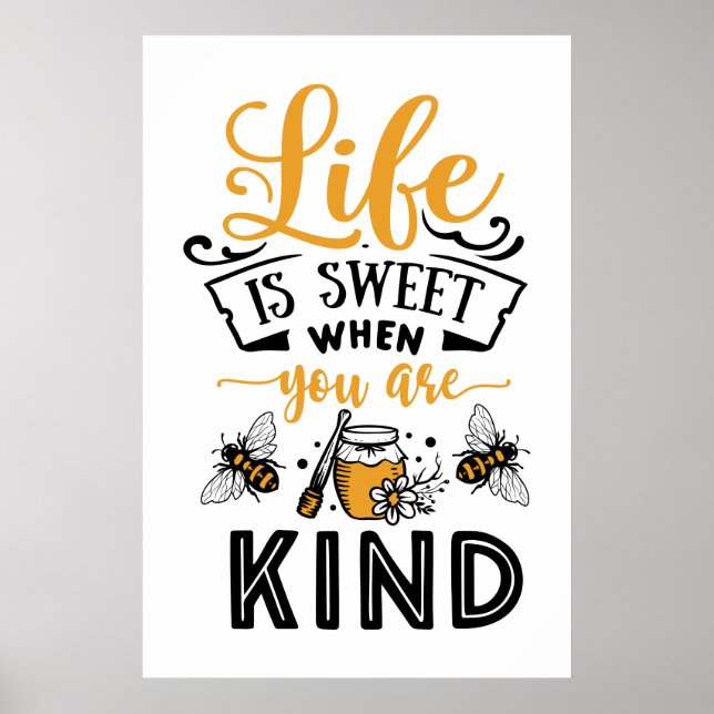 cute sweet kind bee lovers word art poster (Front)