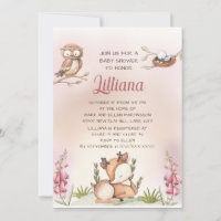 Cute Sweet Little Girl Woodland Animals Deer Owl