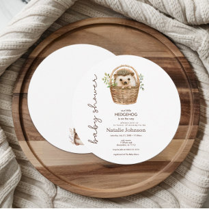 Cute Sweet Little Hedgehog Baby Shower Round Invitation