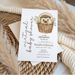 Cute Sweet Little Hedgehog Virtual Baby Shower Invitation