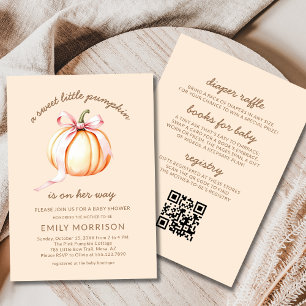 Cute Sweet Little Pumpkin All in One Baby Shower Invitation