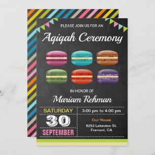 Cute Sweet Macarons Aqeeqah   Aqiqah Ceremony Invitation