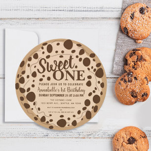 Cute Sweet One Cookie Kids First Birthday Invitation