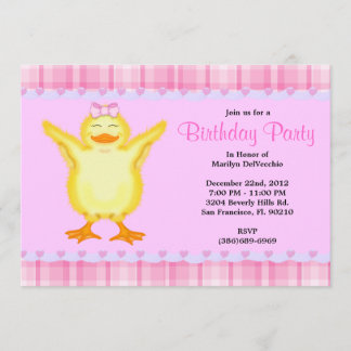 CUTE Sweet Pink card with Yellow Duck Birthday