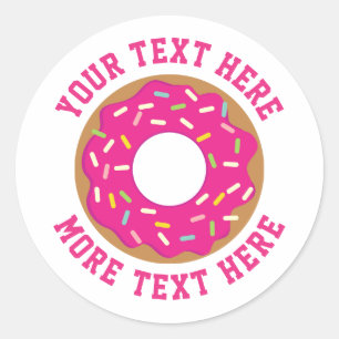 Cute sweet pink doughnut with sprinkles custom classic round sticker