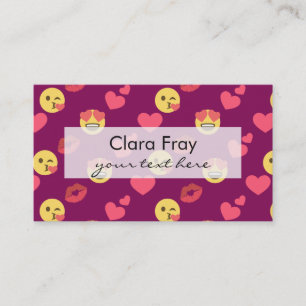 Cute Sweet Pink Emoji Love Hearts Kiss Pattern Business Card