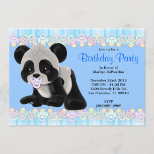 CUTE Sweet Plush Baby Panda Bear Birthday Invitation