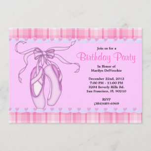 CUTE Sweet Plush Pink Ballerina Birthday Invitation