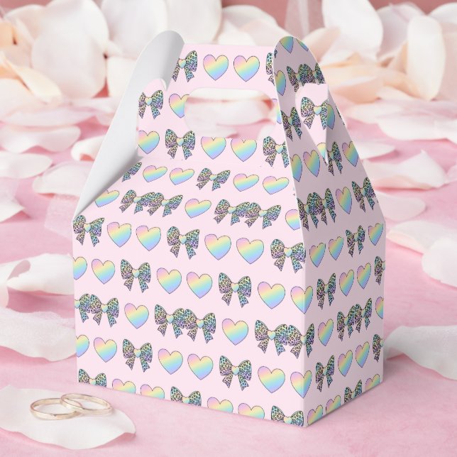  cute sweet rainbow hearts pastel gradient pattern favour box (Wedding)