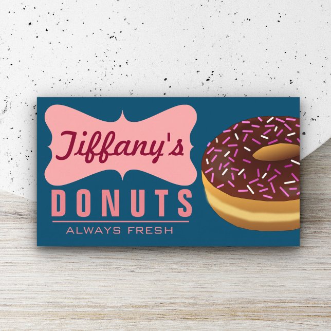 Cute Sweet Retro Doughnut Shop Doughnut Business Card (Creator Uploaded)
