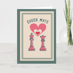 Cute Sweet Retro Funny Checkmate Valentine's day Holiday Card