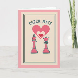 Cute Sweet Retro Funny Checkmate Valentine's day Holiday Card