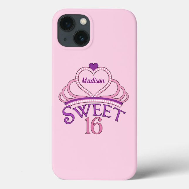 Cute Sweet Sixteen Birthday Girl Personalised Pink Case-Mate iPhone Case (Back)
