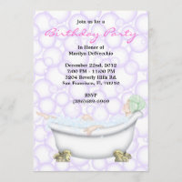 CUTE Sweet Spa Bath Massage & Beauty Party Invite