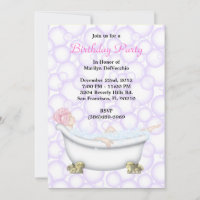 CUTE Sweet Spa Bath Massage & Beauty Party Invite