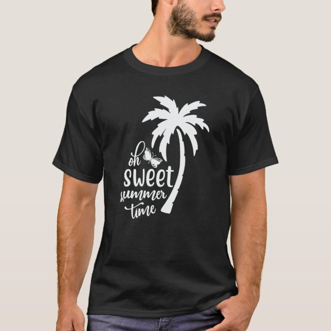 Cute Sweet Summertime Summer With A Palm Tree Beac T-Shirt (Front)