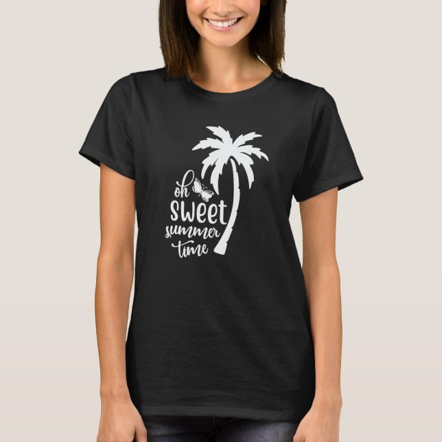 Cute Sweet Summertime Summer With A Palm Tree Beac T-Shirt (Front)