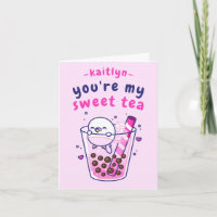 Cute Sweet Tea Budgie Cartoon Valentine's Day