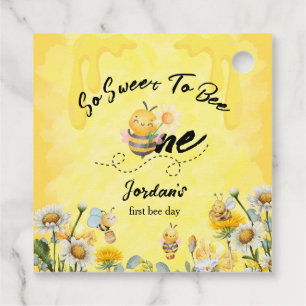 Cute Sweet To Bee One Wildflower 1st birthday Favour Tags
