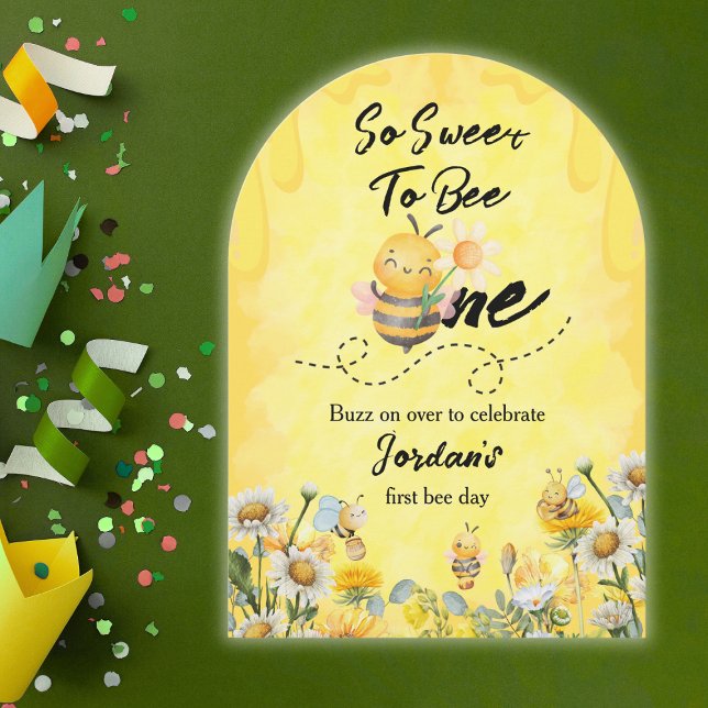 Cute Sweet To Bee One Wildflower 1st birthday Invitation (Creator Uploaded)