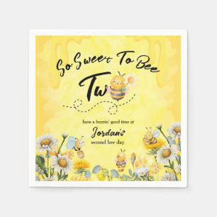Cute Sweet To Bee Two Wildflower 1st birthday Napkin