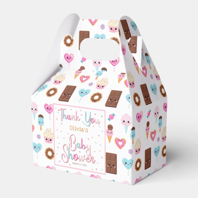Cute Sweet & Treats Baby Shower Thank You Favour Box (Front Side)