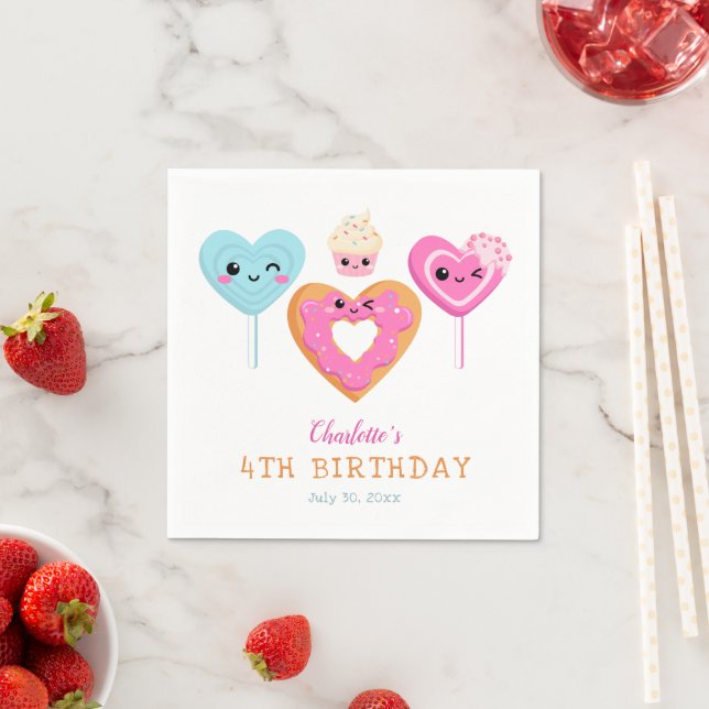 Cute Sweet & Treats Celebration Birthday Party  Napkin (Insitu)
