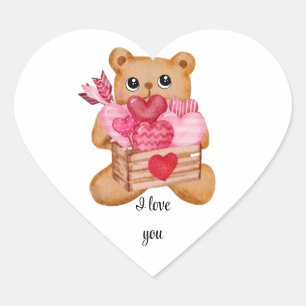 cute sweet valentine bear heart sticker