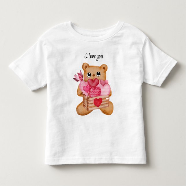 cute sweet valentine bear toddler T-Shirt (Front)