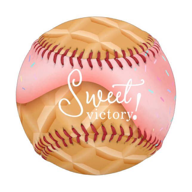 Cute Sweet Victory Ice Cream Cone Sprinkles Pink Baseball (Front)